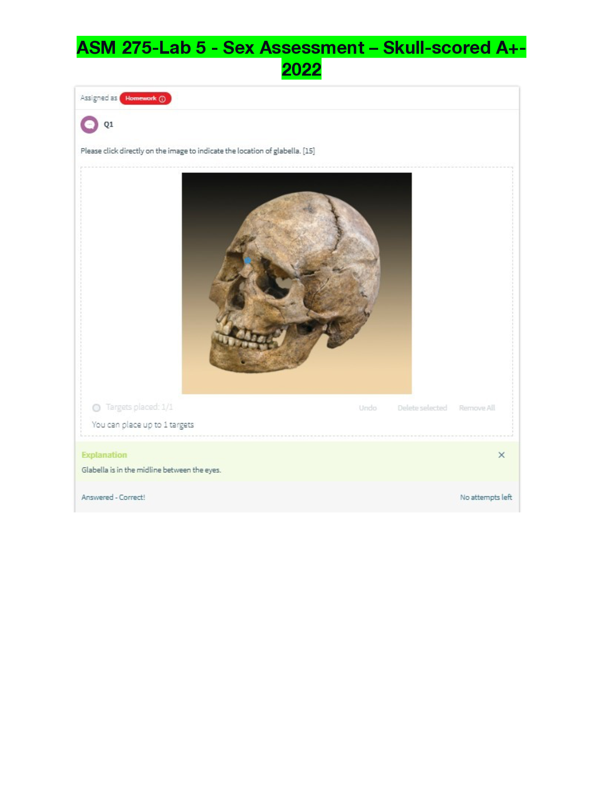 Preview of ASM 275-Lab 5 - Sex Assessment – Skull-scored A+-2022